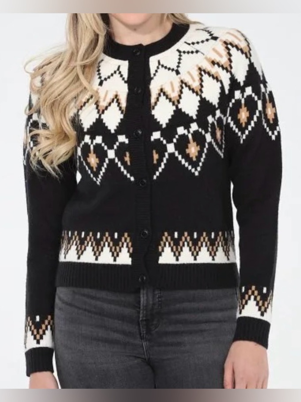 NWOT! Rain+Rose Fair Isle Cardigan, MEDIUM